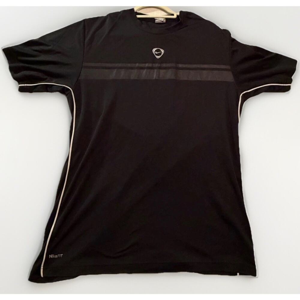 NikeFIT Men's Black L 100% Polyester Dri-FIT Crew Neck Short Sleeve Pullover Top